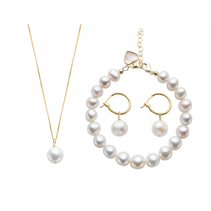 White Freshwater Pearl Love Jewelry Set Of 3