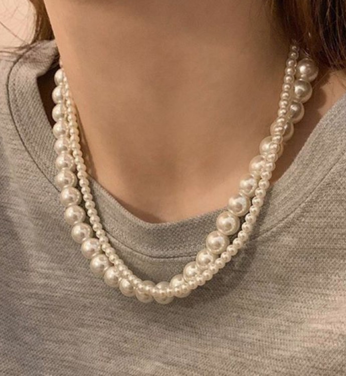 3.5-4.0mm and 9.0-10.0mm White Freshwater Pearl Necklace Set