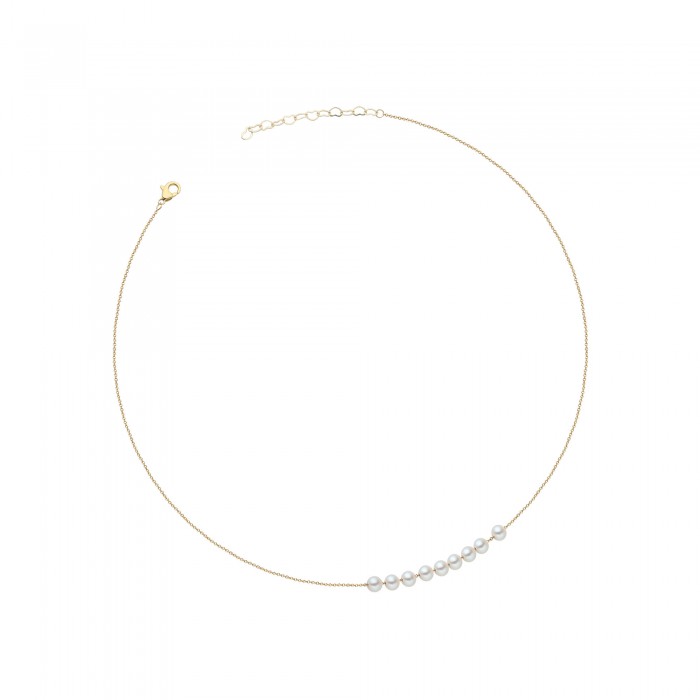 White Freshwater Pearl and Gold Statement Choker