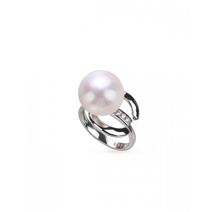 12.0-13.0mm White Freshwater Pearl Ivy Ring - AAAAA Quality