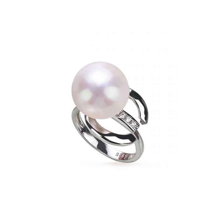 12.0-13.0mm White Freshwater Pearl Ivy Ring - AAAAA Quality