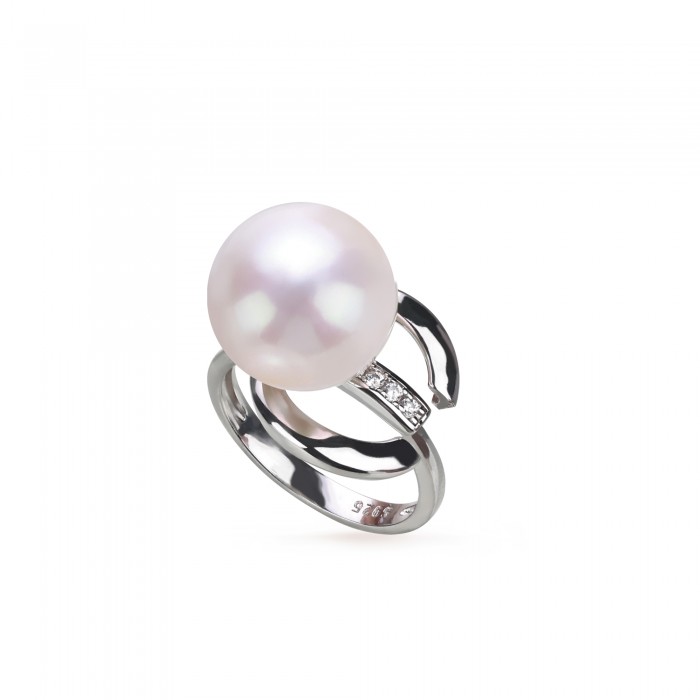 12.0-13.0mm White Freshwater Pearl Ivy Ring - AAAAA Quality