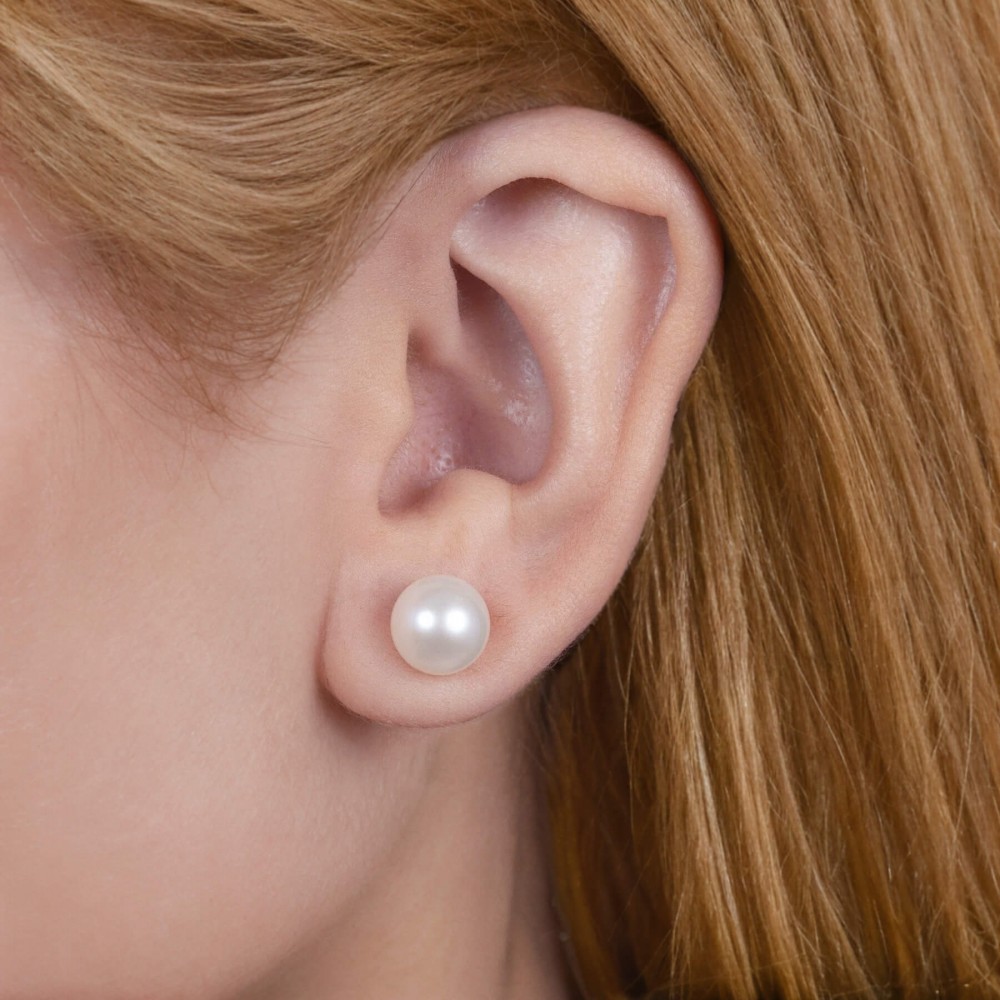 8.5-9.0 mm AAA White Freshwater Pearl Stud Earrings