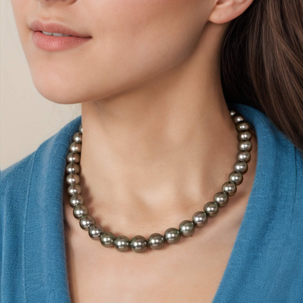 10.0-10.5 mm AA+ Tahitian Round Pearl Necklace