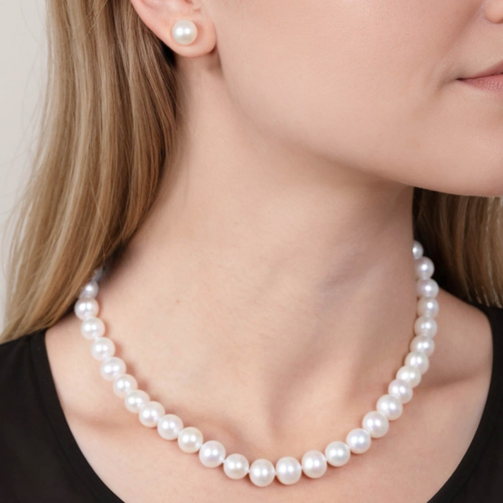 16 Inch 8.5-9.0 mm AA+ White Freshwater Pearl Necklace