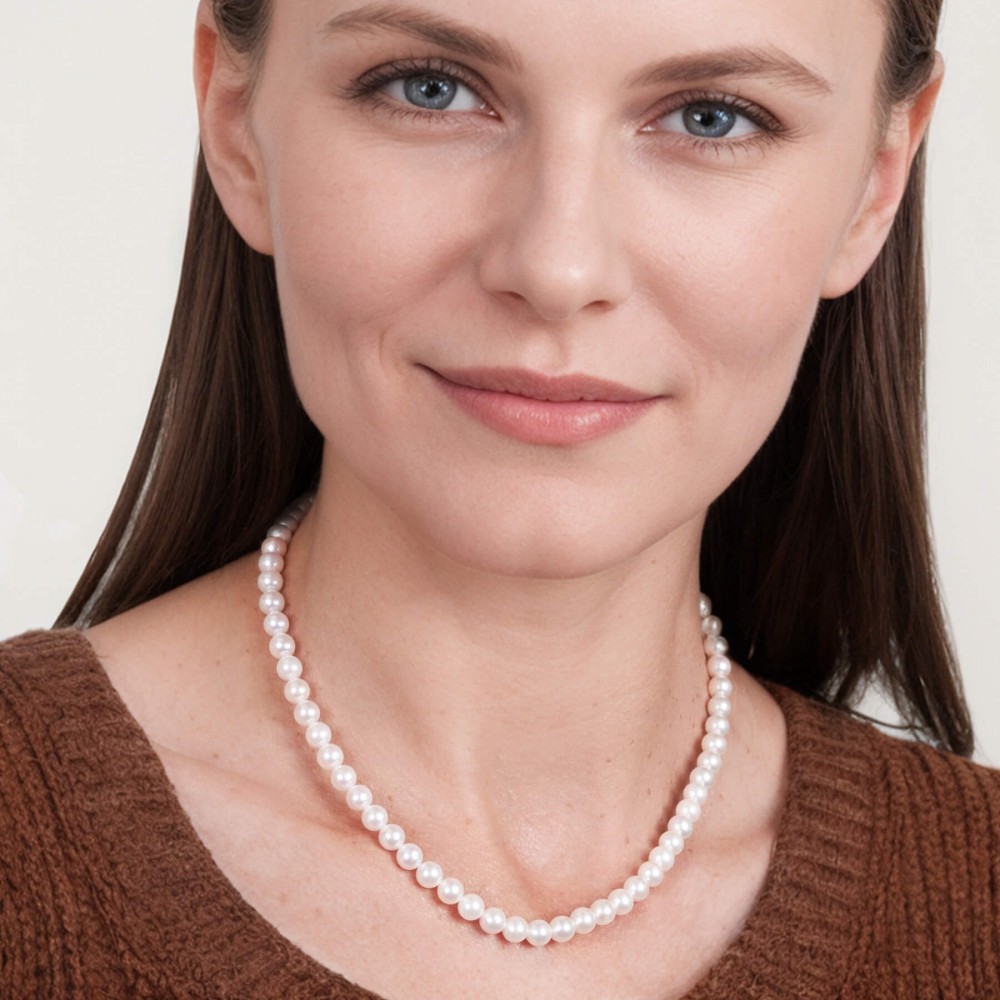 18 Inch 6.0-6.5 mm AAA White Akoya Pearl Necklace