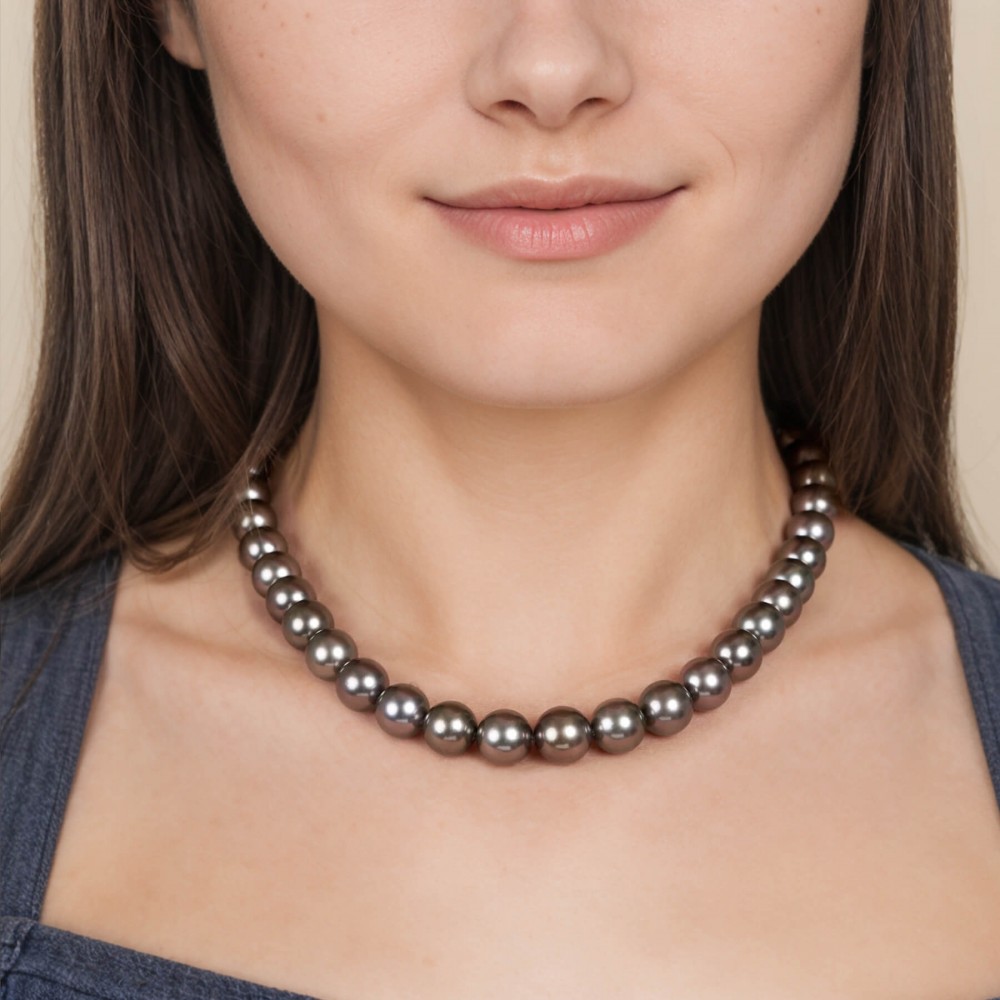 10.0-12.3 mm AAA Tahitian Round Pearl Necklace