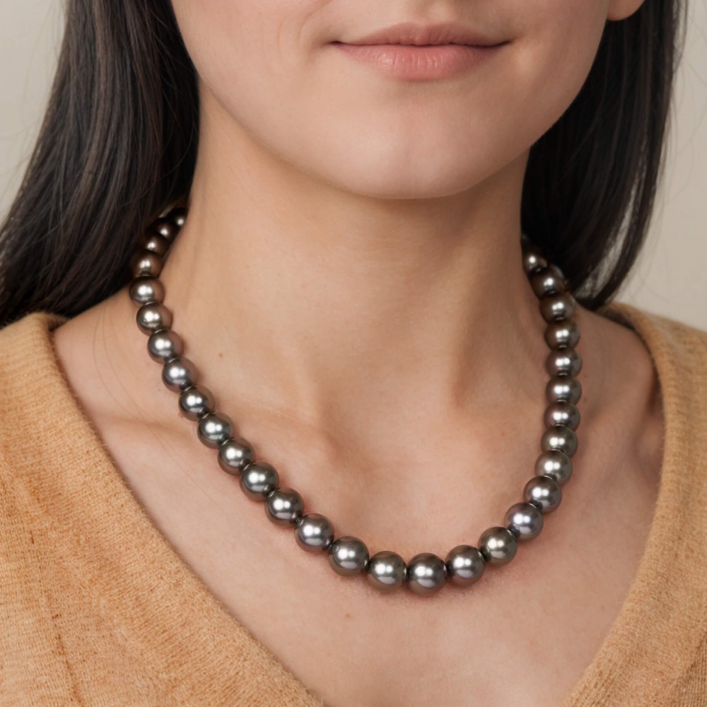 10.0-12.3 mm AAA Tahitian Round Pearl Necklace