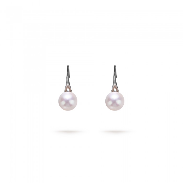 7.5-8.0mm White Freshwater Pearl Honey Dangle Earrings in Sterling Silver - AAAA Quality