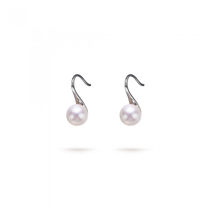 7.5-8.0mm White Freshwater Pearl Honey Dangle Earrings in Sterling Silver - AAAA Quality