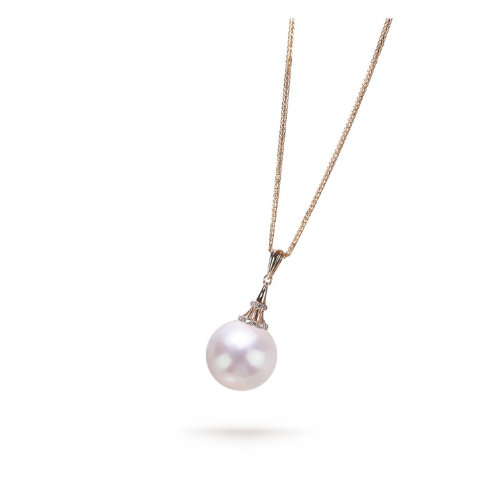 13.0-14.0mm White Freshwater Pearl Darling Pendant in 18K Gold - AAAAA Quality