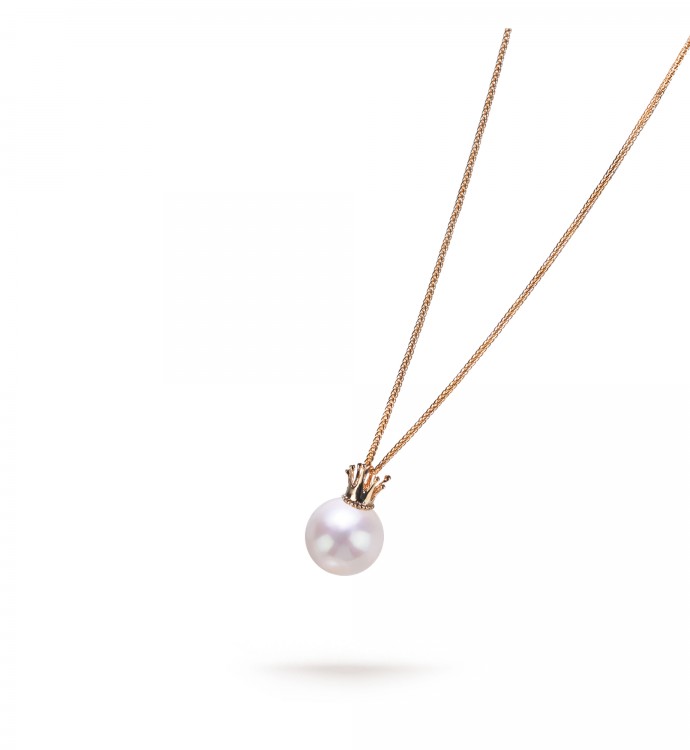9.0-10.0mm White Freshwater Pearl Princess Pendant in 18K Gold - AAAAA Quality