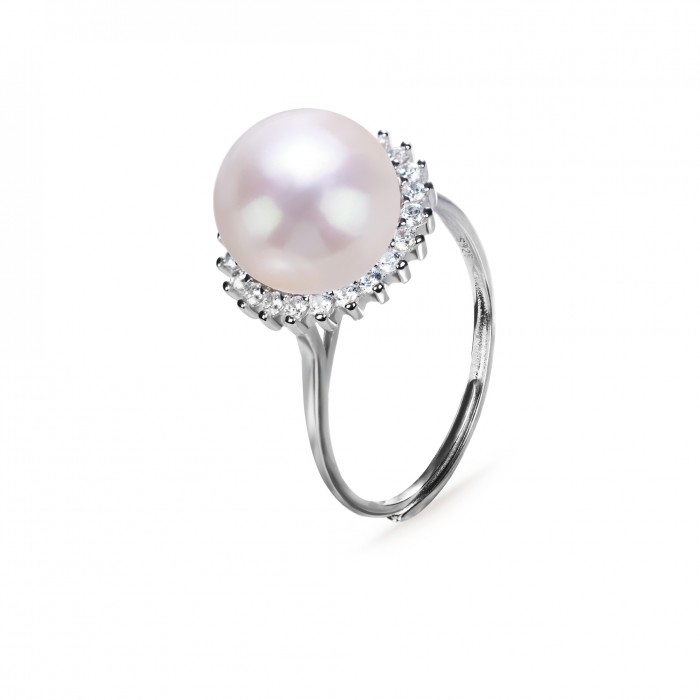 9.0-10.0mm White Freshwater Pearl Halo Ring - AAAAA Quality