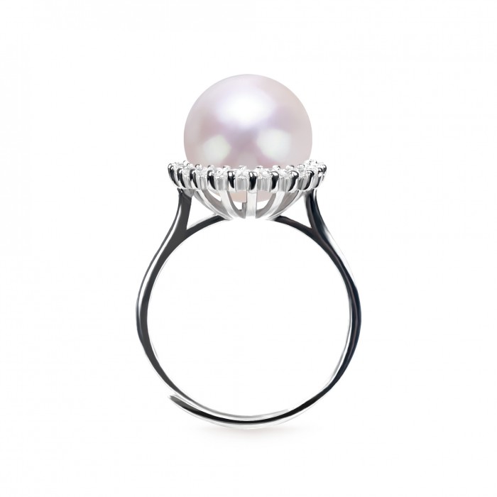 9.0-10.0mm White Freshwater Pearl Halo Ring - AAAAA Quality