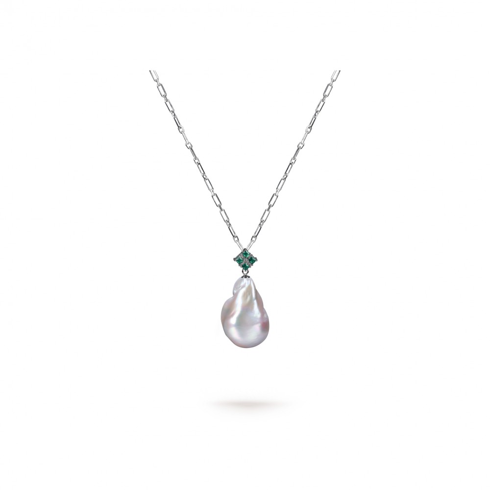 White Freshwater Baroque Pearl Edie Pendant in Sterling Silver
