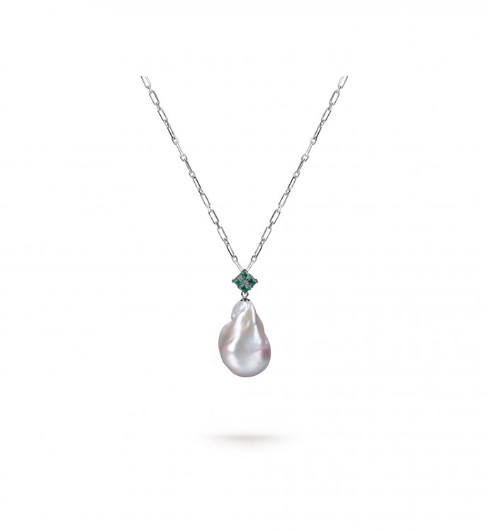 White Freshwater Baroque Pearl Edie Pendant in Sterling Silver