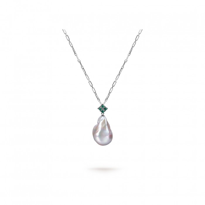 White Freshwater Baroque Pearl Edie Pendant in Sterling Silver