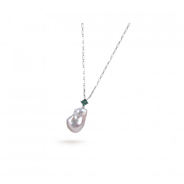 White Freshwater Baroque Pearl Edie Pendant in Sterling Silver