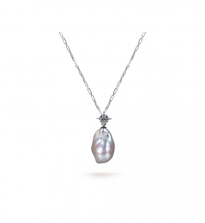 White Freshwater Baroque Pearl Stella Pendant in Sterling Silver