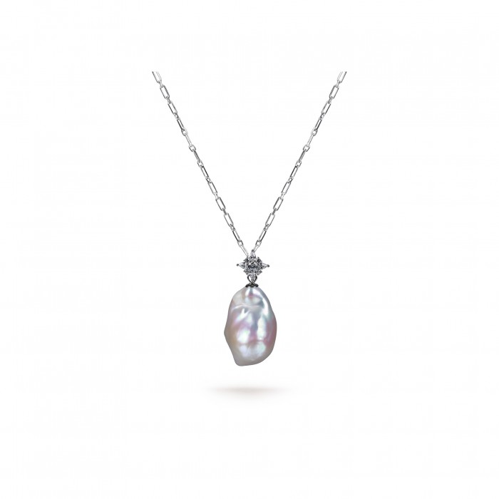 White Freshwater Baroque Pearl Stella Pendant in Sterling Silver