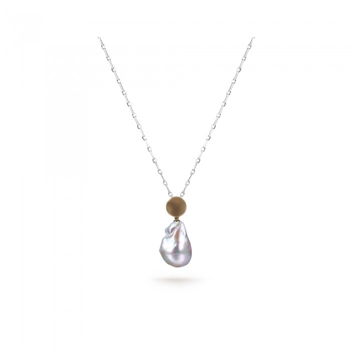 White Freshwater Baroque Pearl Kennedy Pendant in Sterling Silver