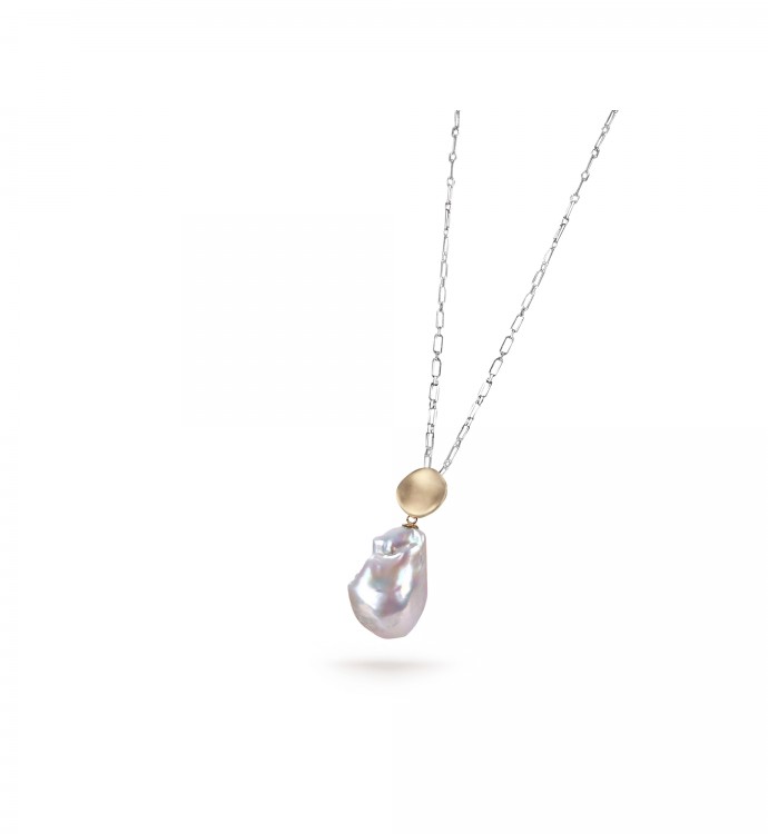 White Freshwater Baroque Pearl Kennedy Pendant in Sterling Silver