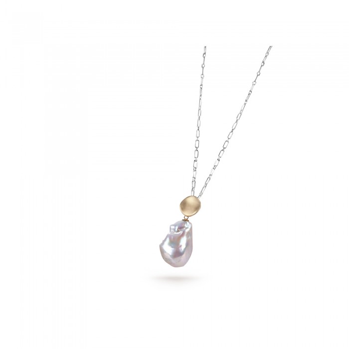 White Freshwater Baroque Pearl Kennedy Pendant in Sterling Silver