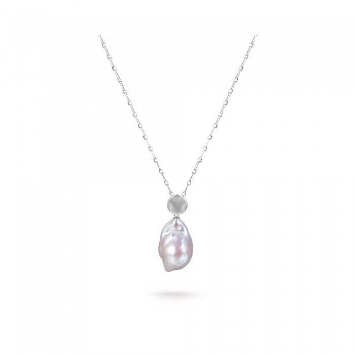 White Freshwater Baroque Pearl Elsa Pendant in Sterling Silver