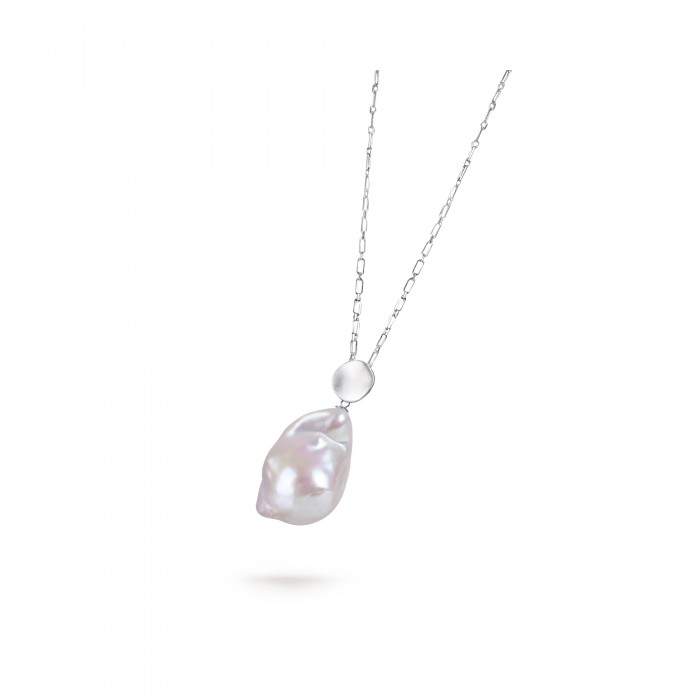 White Freshwater Baroque Pearl Elsa Pendant in Sterling Silver