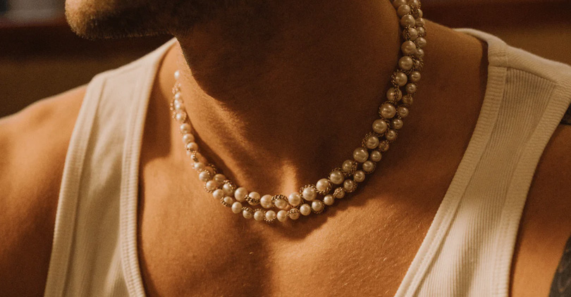 men wearing pearls