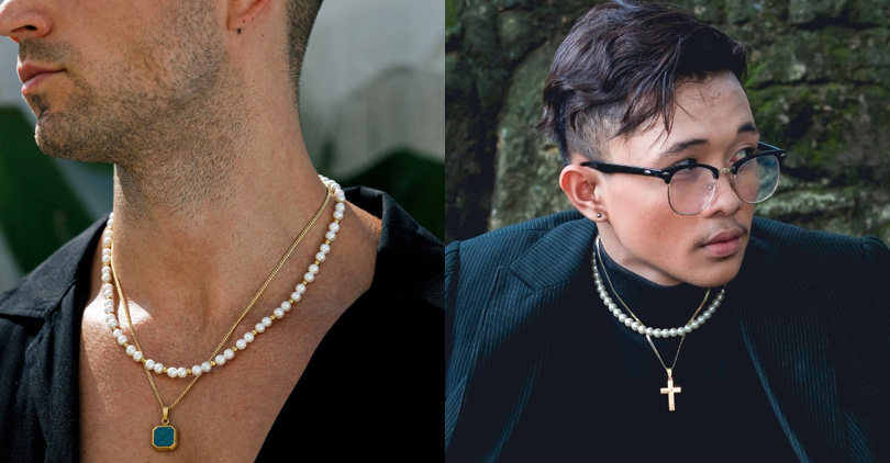 men wearing pearls