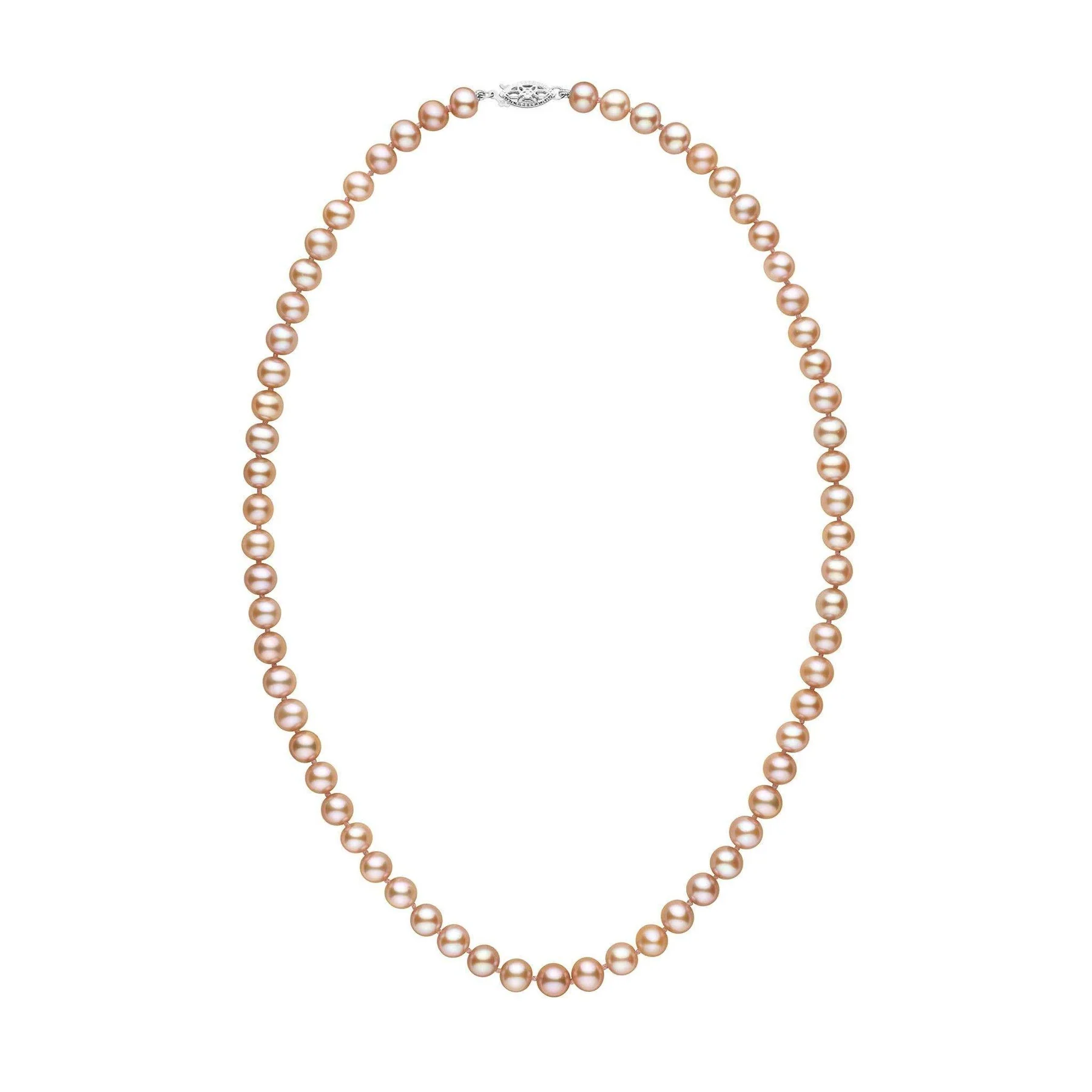 18Inch 6.5-7.0 mm AAA Freshwater Pink to Peach Pearl Necklace