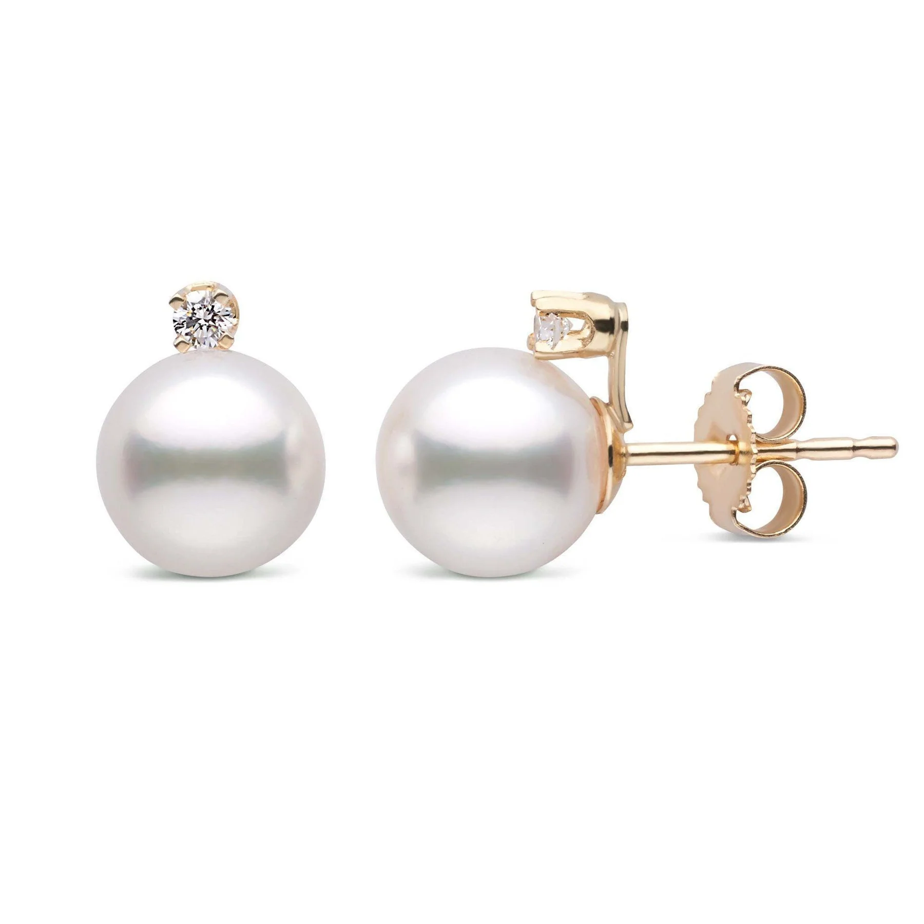 7.0-7.5 mm Starlight Collection White Akoya Pearl & Diamond Stud Earrings