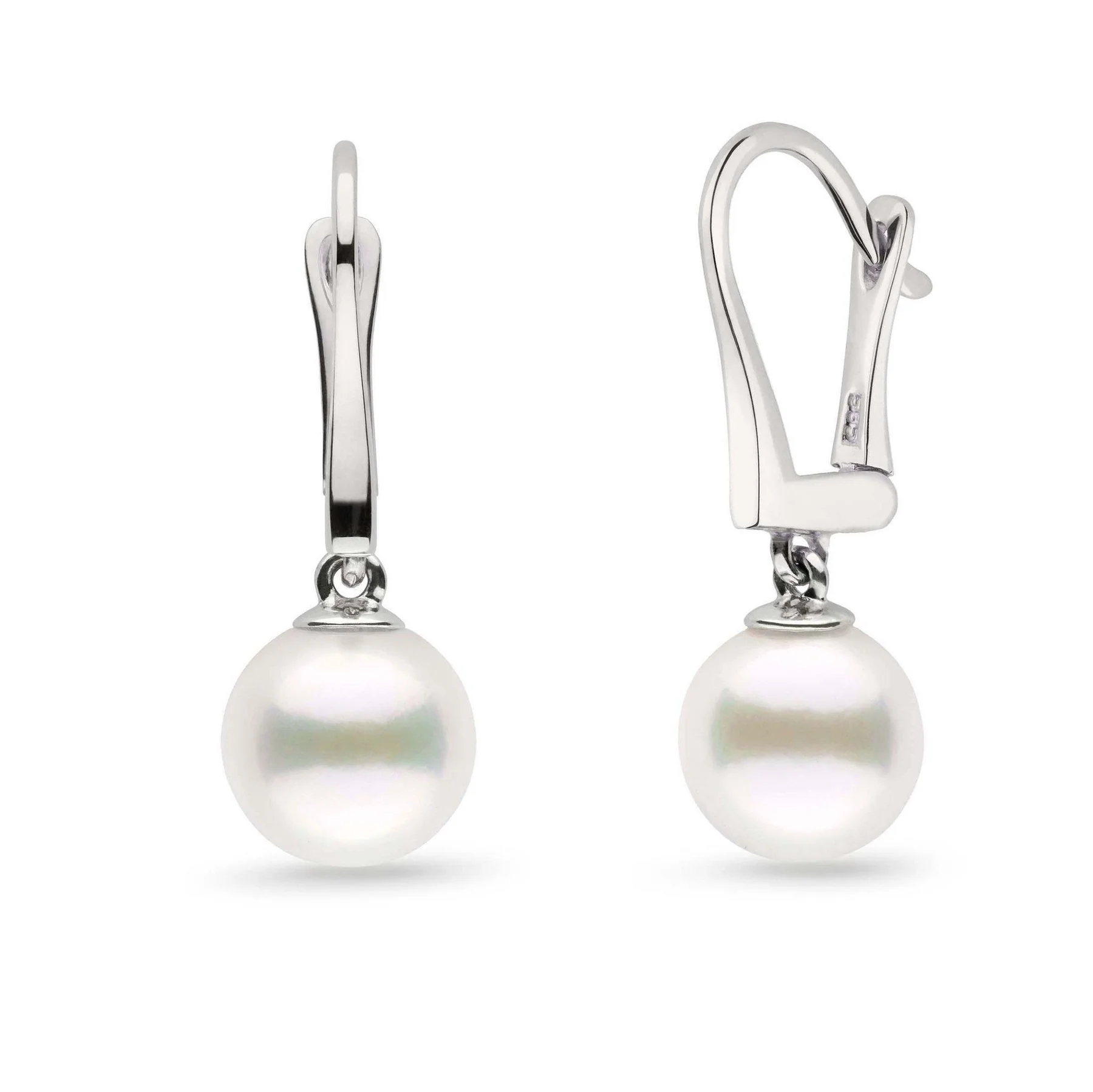 9.0-10.0 mm Classic Collection White Freshadama Pearl Dangle Earrings