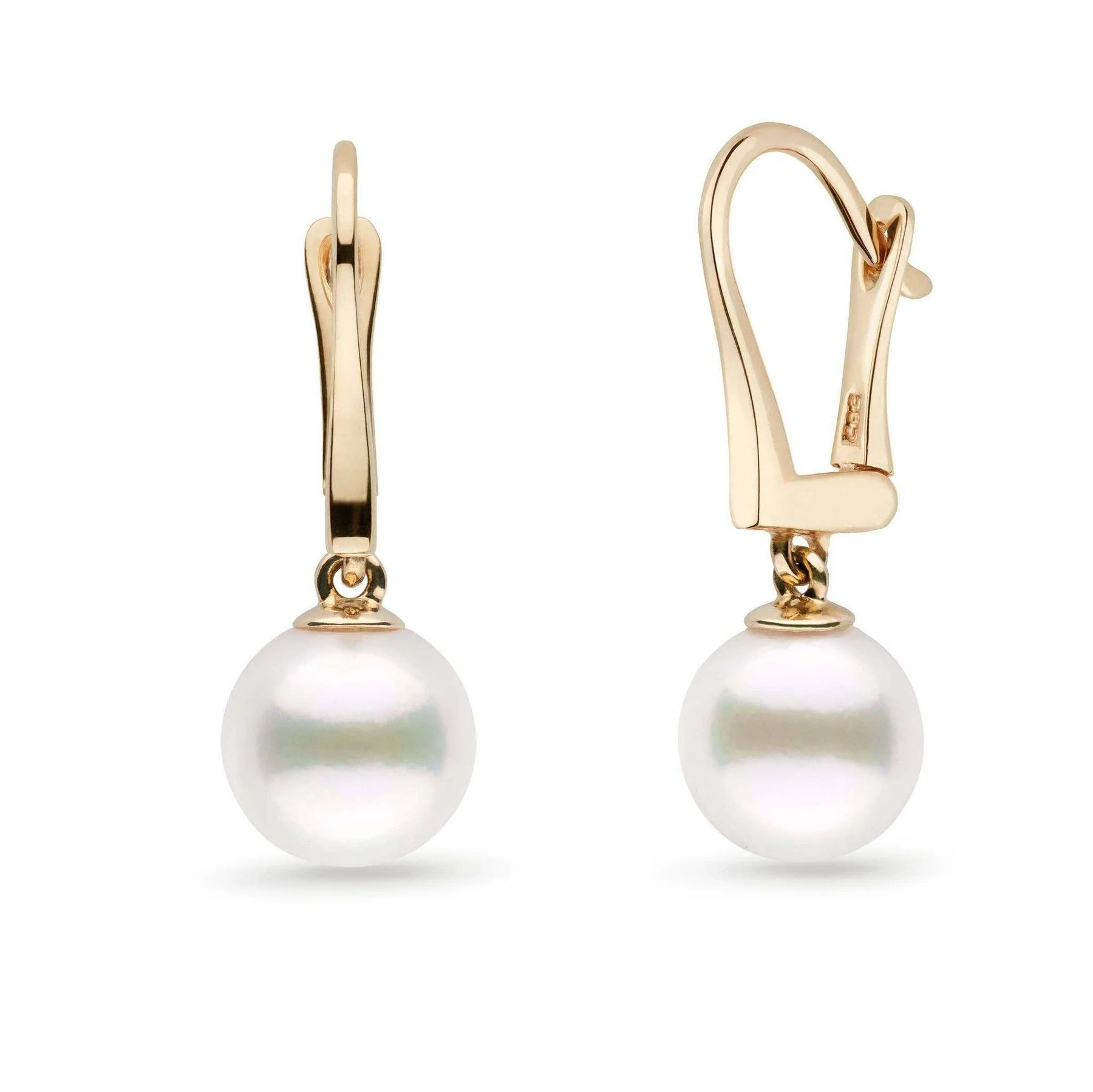 9.0-10.0 mm Classic Collection White Freshadama Pearl Dangle Earrings