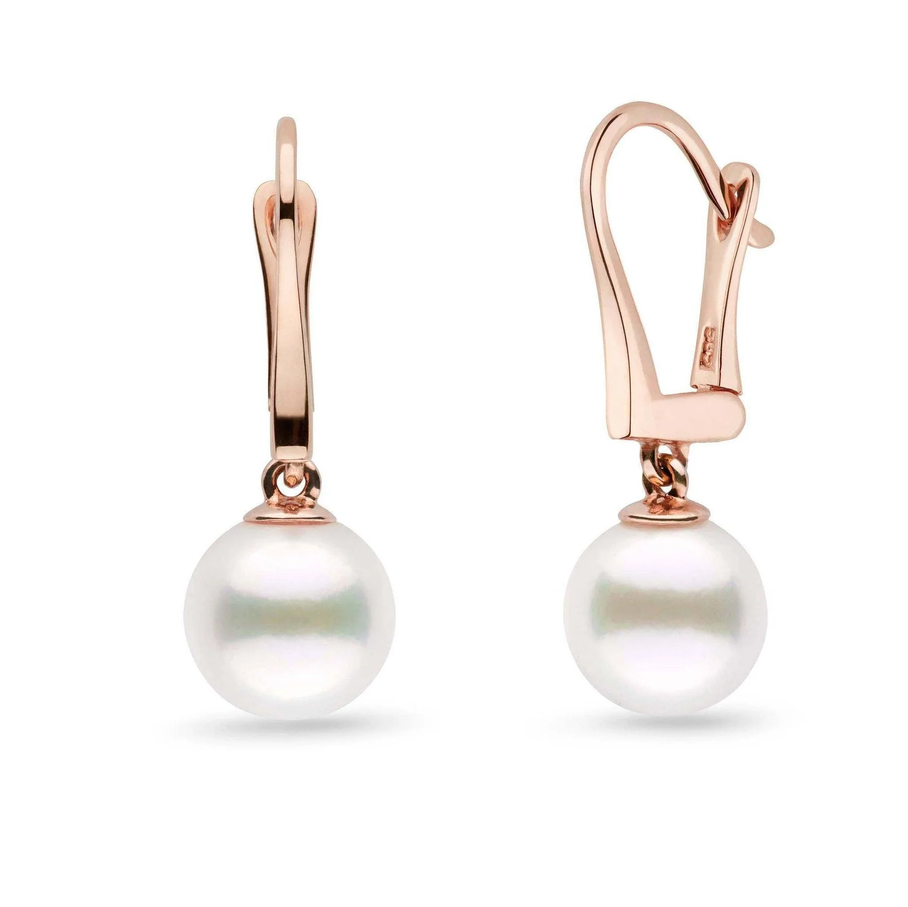 9.0-10.0 mm Classic Collection White Freshadama Pearl Dangle Earrings