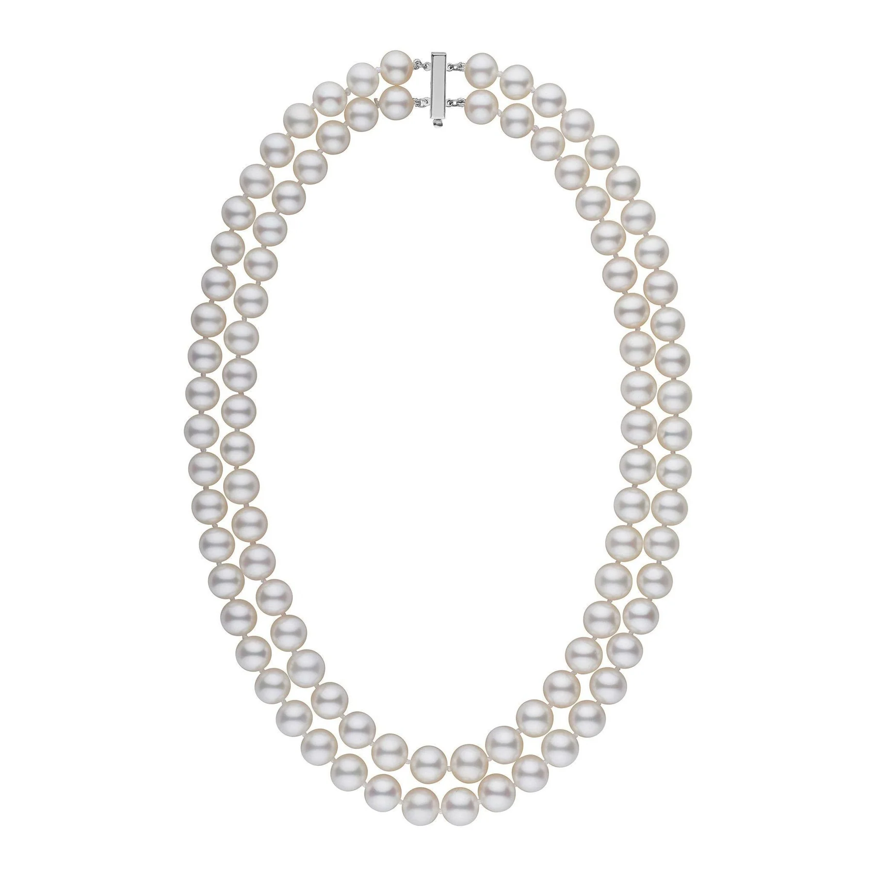 8.5-9.0 mm AAA Double Strand White Freshwater Pearl Necklace