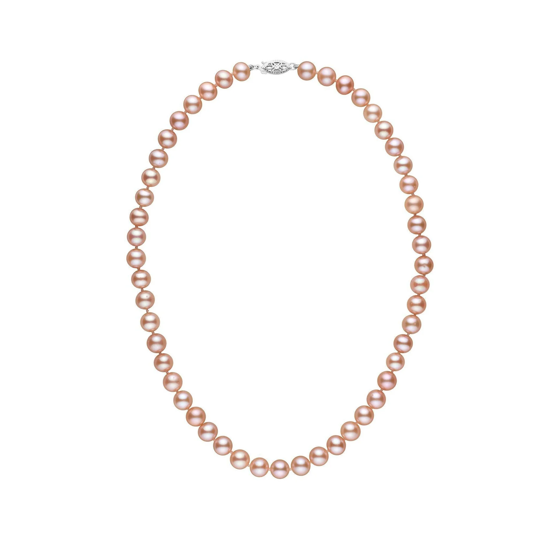 16 Inch 7.5-8.0 mm AA+ Pink to Peach Freshwater Pearl Necklace