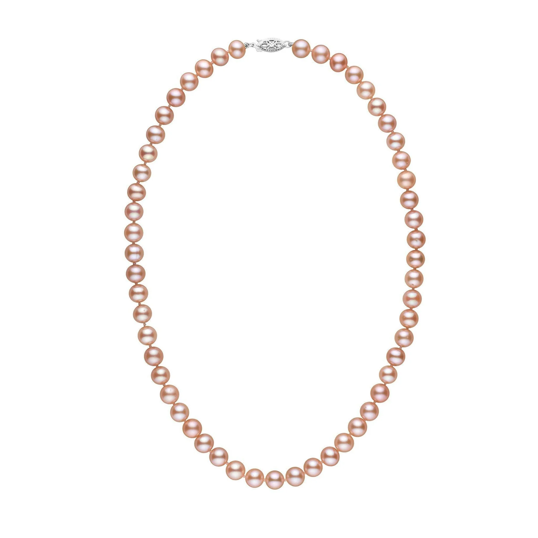 18 Inch 7.5-8.0 mm AA+ Pink to Peach Freshwater Pearl Necklace