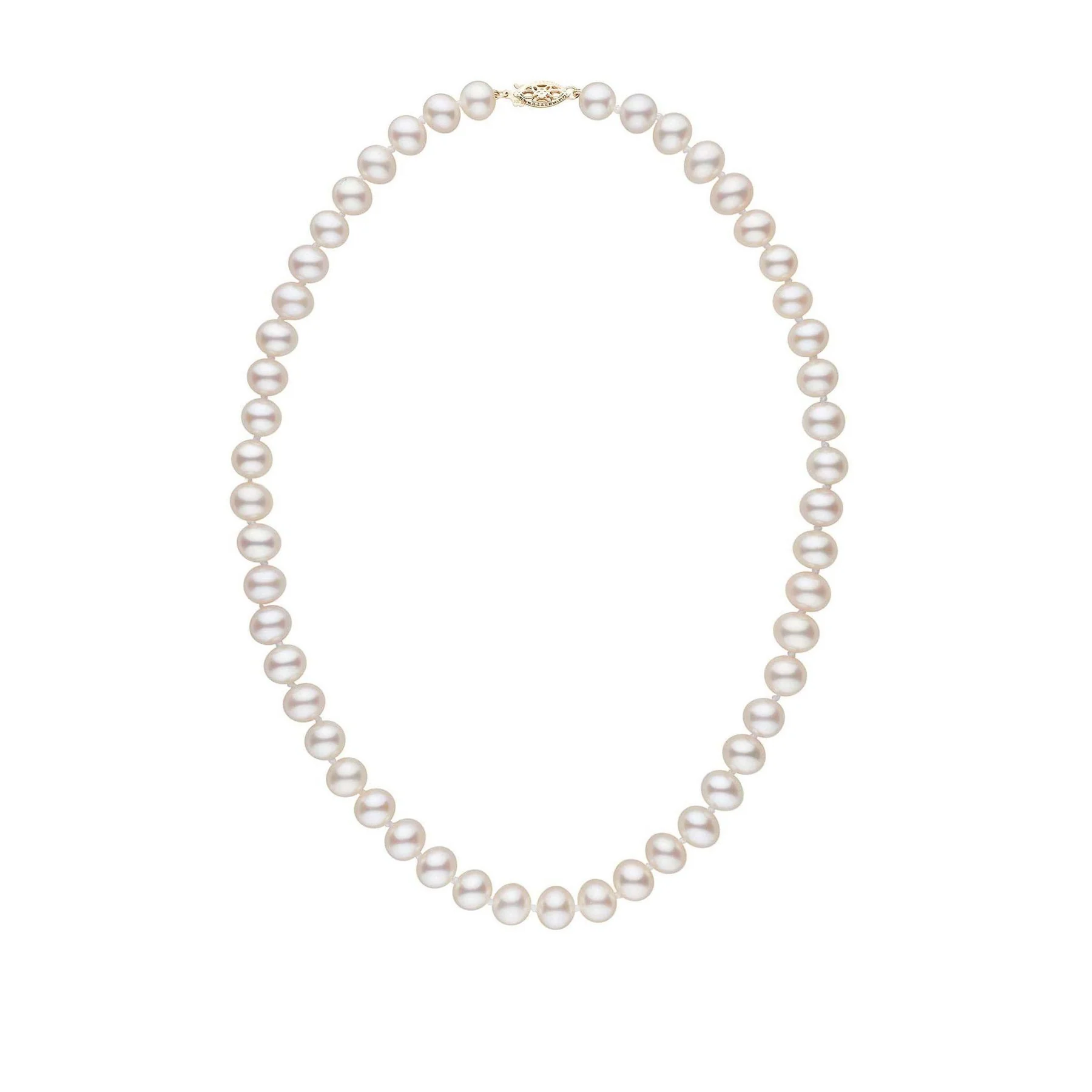 16 Inch 7.5-8.0 mm AA+ White Freshwater Pearl Necklace